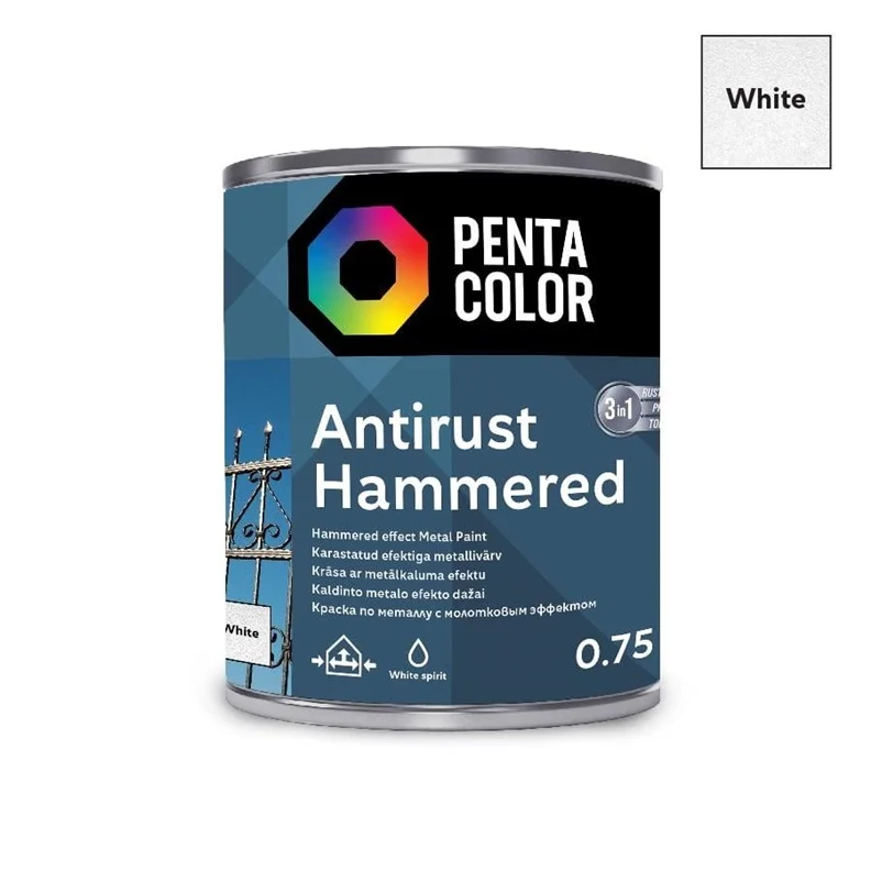 PAINT PENTAC ANTIRUST HAMMERED WHT 750ML