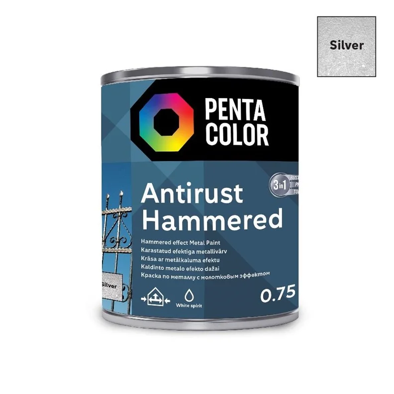 PAINT PENTAC ANTIRUST HAMMERED SLV 750ML