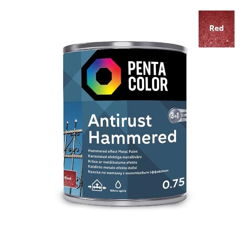 PAINT PENTAC ANTIRUST HAMMERED RED 750ML