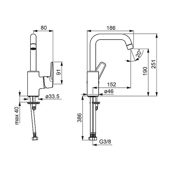 WASHBASIN FAUCET 3904F SAGA WITH POP-UP