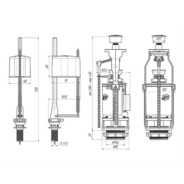 WC BOTTOM FILL VALVE 1/2.CHR3/6L WC3550C