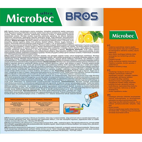 Bio priemonė nuotėkų duobėms Bros Microbec. 150 g