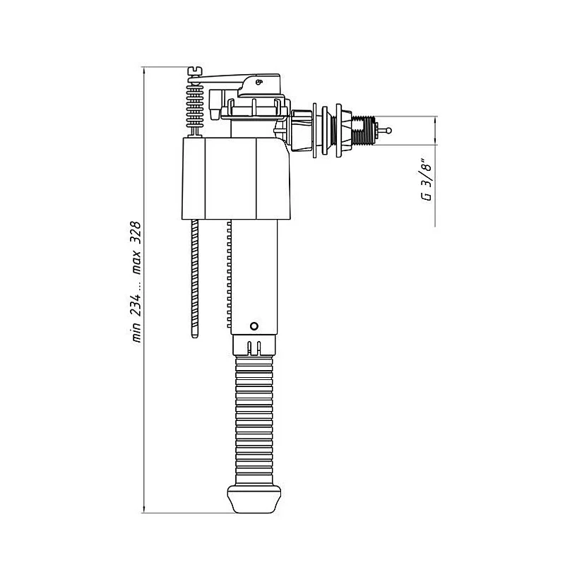 WC vožtuvas Aniplast WC5030. šoninis vandens padavimas. 3/8"