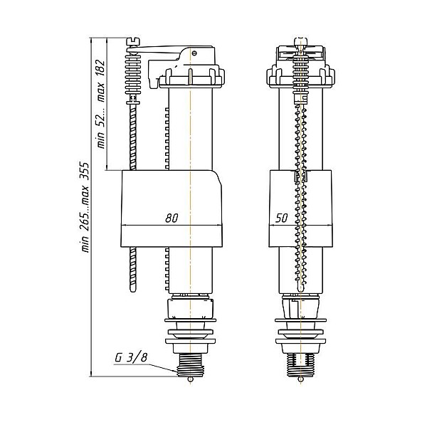 Tualetes vārsts 3/8 zemāks WC5530EU (ANIPLAST)