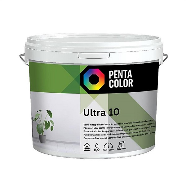 Dispersijas krāsa Pentacolor Ultra 10. balta. 3 l