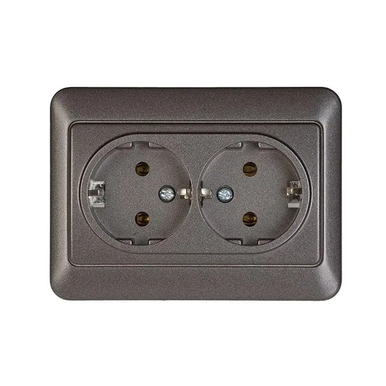 Dvivietis kištukinis lizdas VILMA SL250. antracito spalvos Dvivietis kištukinis lizdas VILMA SL250. antracito spalvos