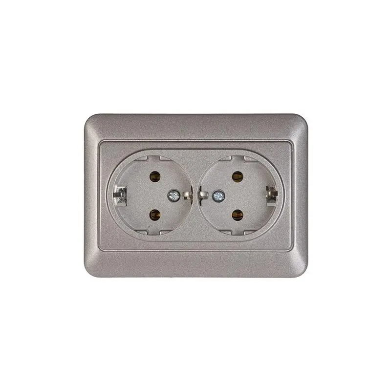 DOUBLE SCHUK SOCKET OUTL MET RP16-021 DOUBLE SCHUK SOCKET OUTL MET RP16-021