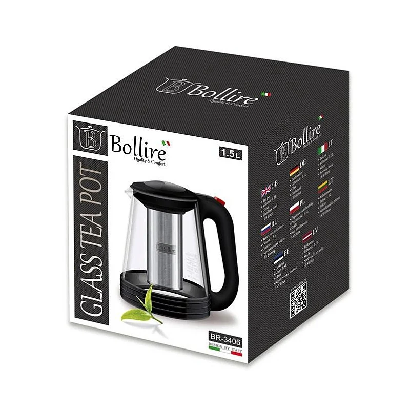 TĒJKANNA 1.5L STIKLS BOLLIRE BR3406