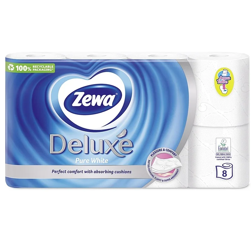 PAPER WC ZEWA DELUXE WHITE 3PLY 8PCS