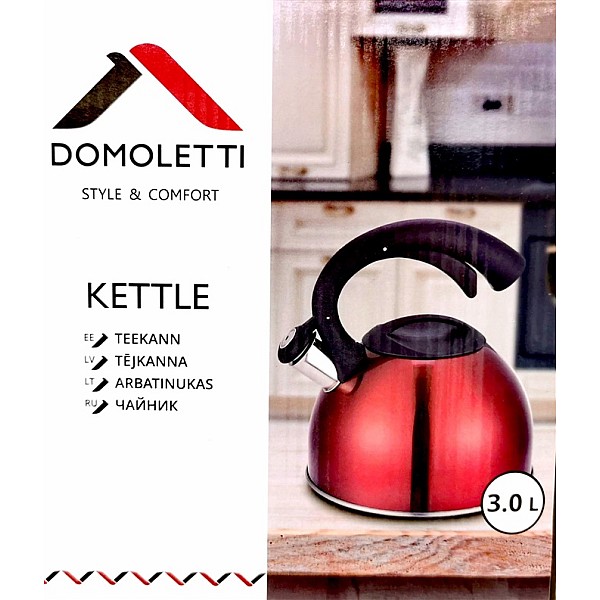 KETTLE RED 3L STAINLESS STEEL CWT022