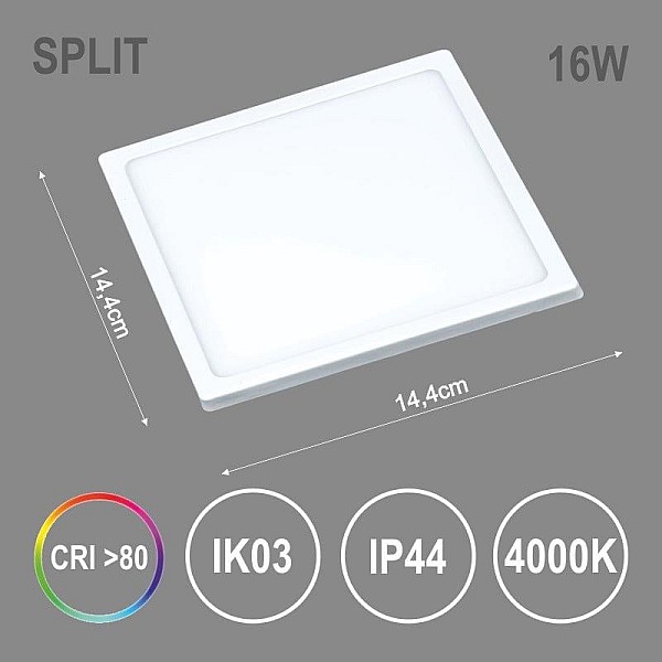 LED PANEL SPLIT SQ LED 16W NW IP44 1280L