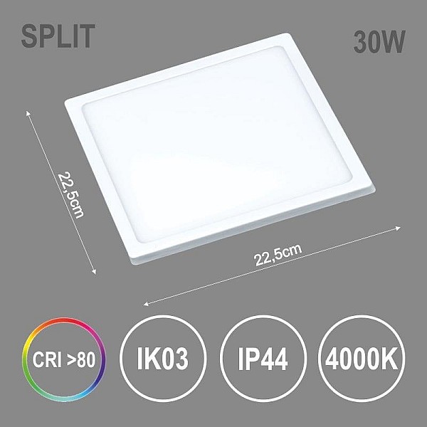 Iebūvēta lampa Tope Split. 30W. 4000°K. LED. balta