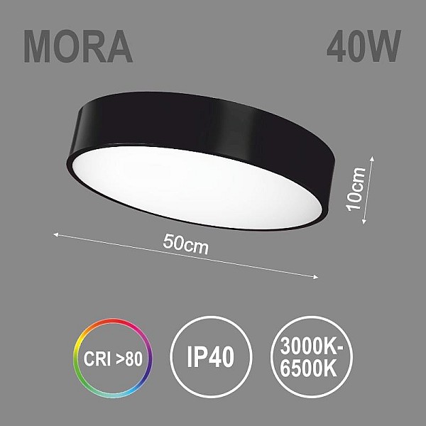 GAISM.  MORA LED 40W BLACK 50CM 3800LM