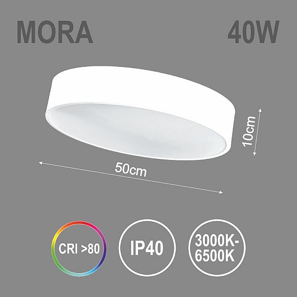 GAISM. MORA LED 40W BALTS 50CM 3800LM