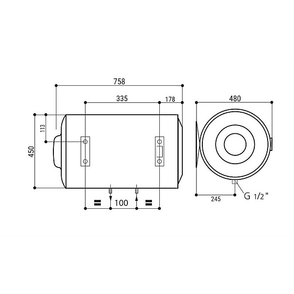 HEATER WATER REGENT 80L HORIZONTAL