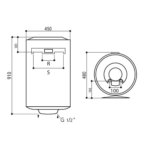 COMBINED VERTICAL WATER HEATER 100 L TD