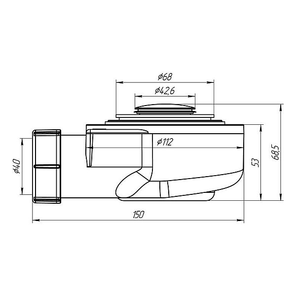 sifons dušas E450CLSEU 1 1/2x50 h53 Klik (ANIPLAST)