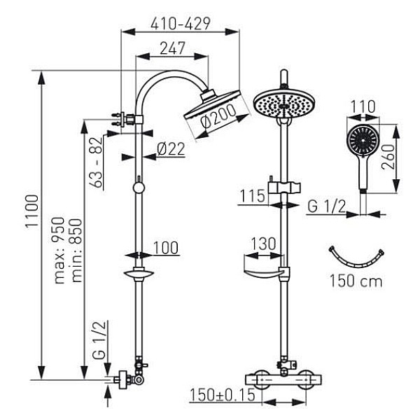 SHOWER SET THERMOSTAT MIXER NP71-TRM7U