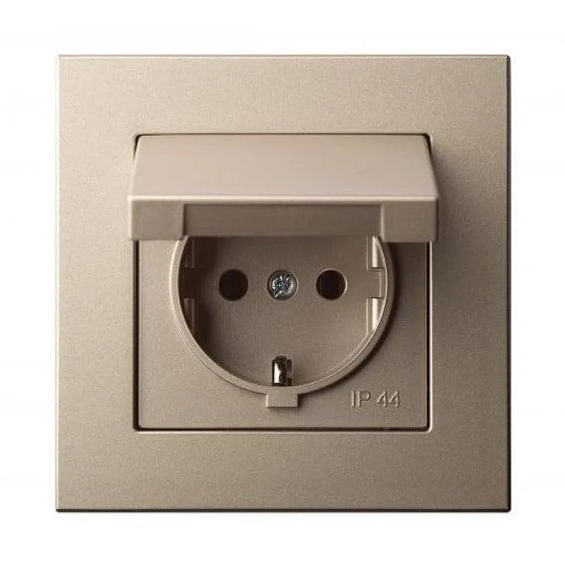 Kištukinis lizdas LIREGUS EPSILON. šampano spalvos. IP44 Kištukinis lizdas LIREGUS EPSILON. šampano spalvos. IP44