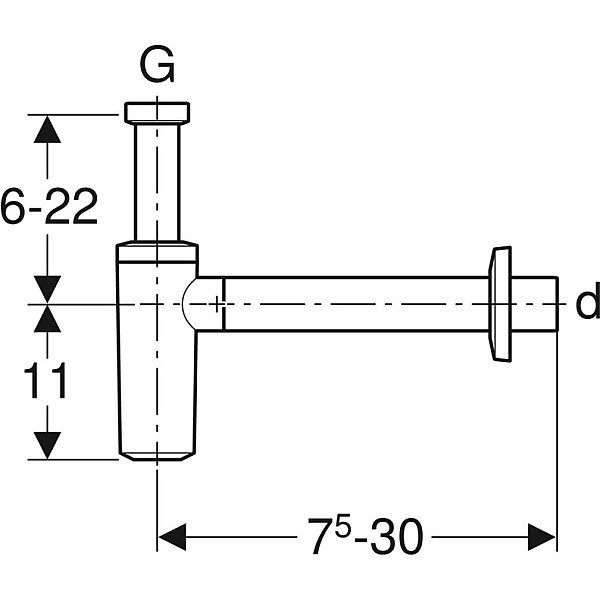 IZLIETNES SIFONS GEBERIT DIA 32MM HROM.