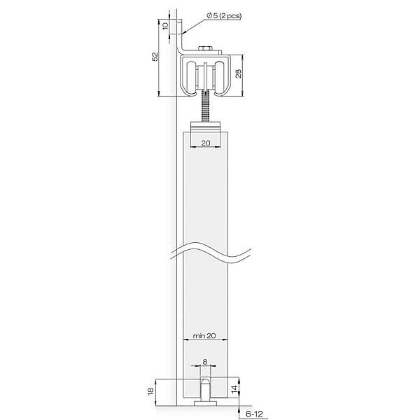 Komplekts Helaform 20705/75/JR. bīdāmām iekšdurvīm. 2000 mm