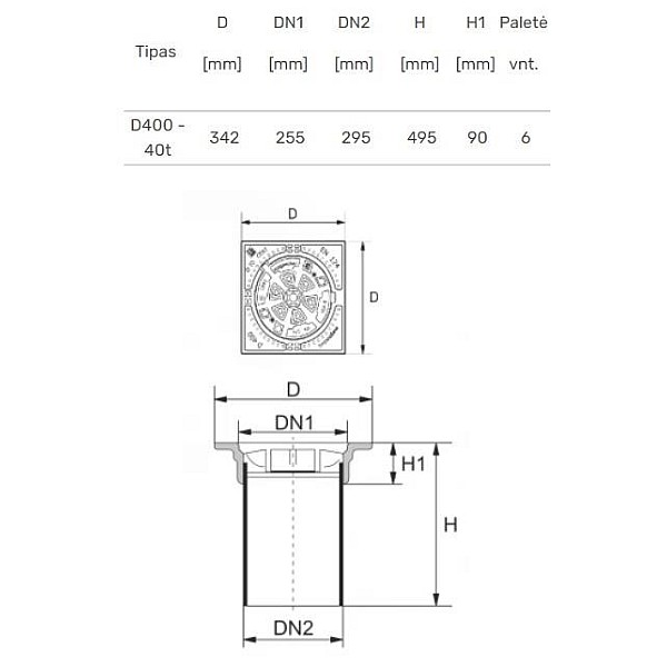 CAST IRON COVER 315X495MM 40T WITHOUT IN