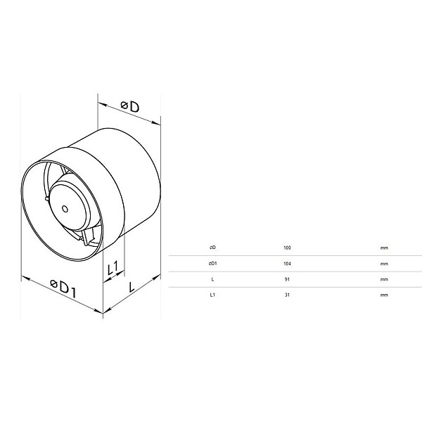 VENTILATORS KANĀLA 100VKO HAUSHALT