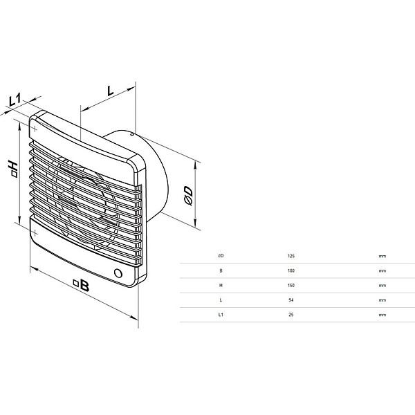 HOOD FAN HAUSHALT 125 SILENTA-M