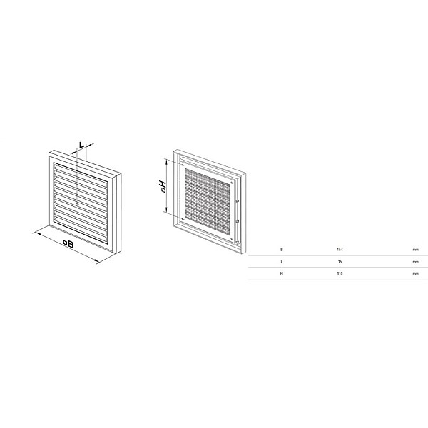 VENTILATION GRILLE WITH MESH HAUSHALT MV