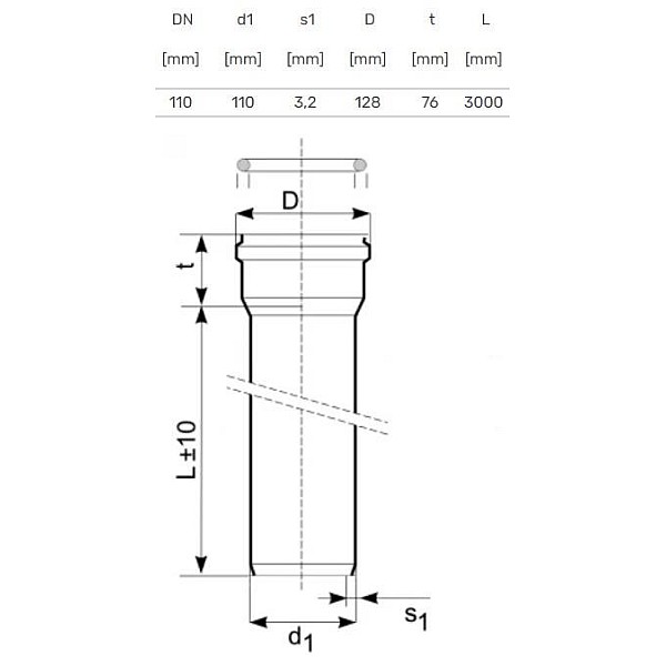 PIPE EXTERNAL D110 SN4 3.0M 3.2MM