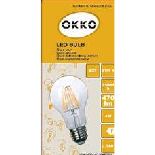 LED lemputė OKKO. A60. E27. 4 W. 400 lm. 3000 K