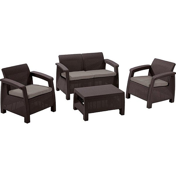 SET OF FURNITURE CORFU DARK BROWN