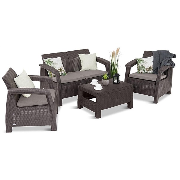 SET OF FURNITURE CORFU DARK BROWN