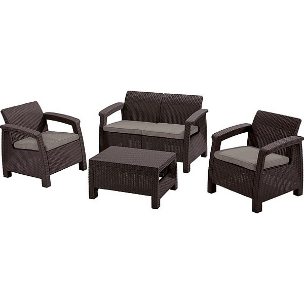 SET OF FURNITURE CORFU DARK BROWN