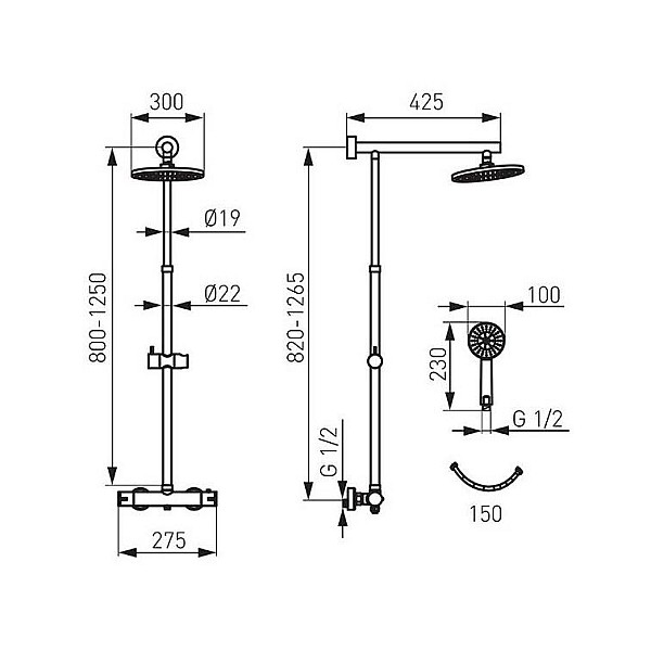 SHOWER SET WITH TERMOST MIXER NP75-TRV7U