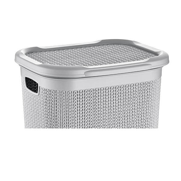 LAUNDRY BASKET 50L KNIT M-079 ICE GRAY