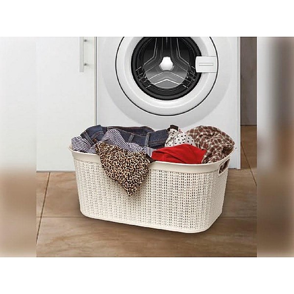 LAUNDRY BASKET 38L KNIT M-080 ICE GRAY