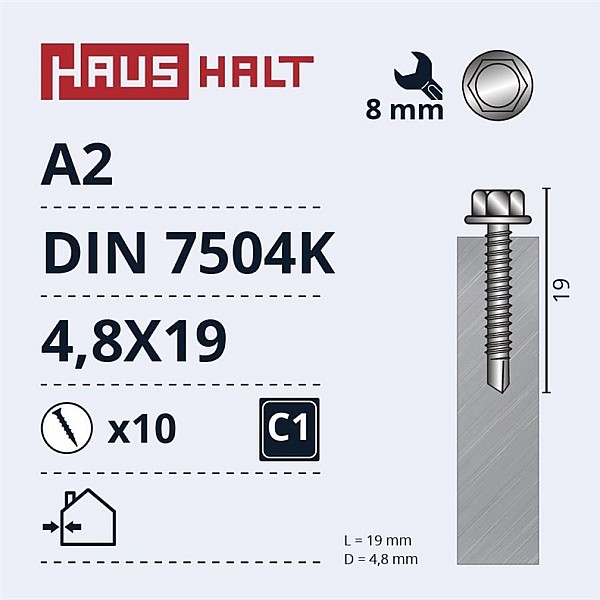 Savisriegis Haushalt. 4.8 mm x 19 mm. 10 vnt.