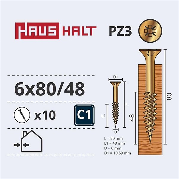 SKRŪVE SAPLĀKSNIM 6.0X80/48 Y ZP10GAB G2 (Haushalt)