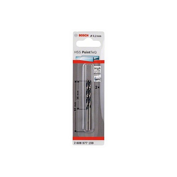 Metalo grąžtas Bosch Pointteq. 3.2x65 mm. 2 vnt