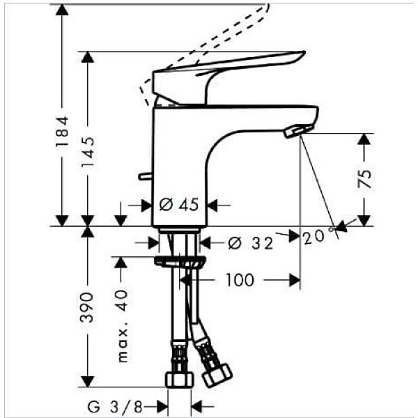 BASIN MIXER LOGIS E MIXER 70 71160000