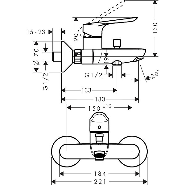 Vonios maišytuvas Hansgrohe Logis E 71403000