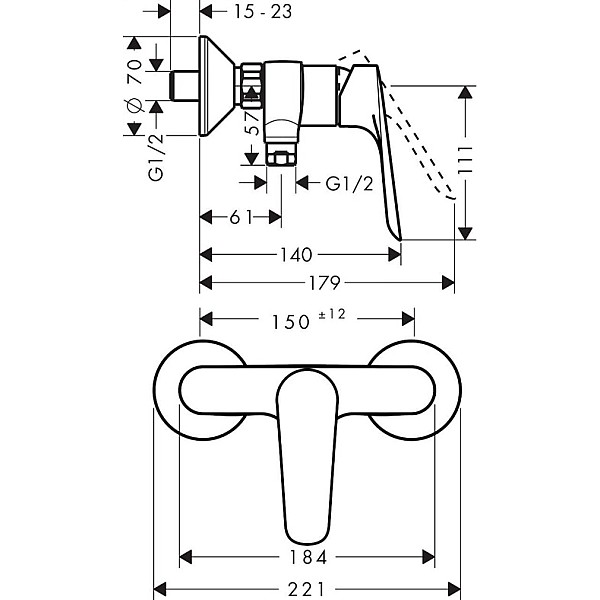 SHOWER MIXER LOGIS E 71602000