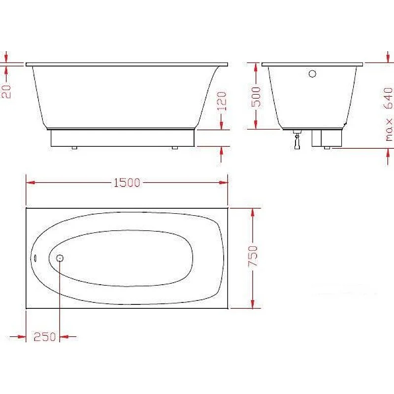 VANNA UNO 150X75 PANEL+SIFON VANNA UNO 150X75 PANEL+SIFON
