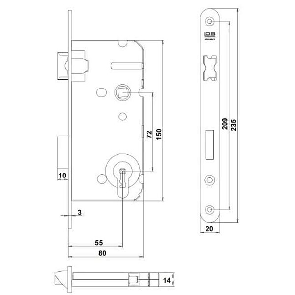 MORTISE LOCK CYL Z7ABP 72/55 RIGHT W ZN