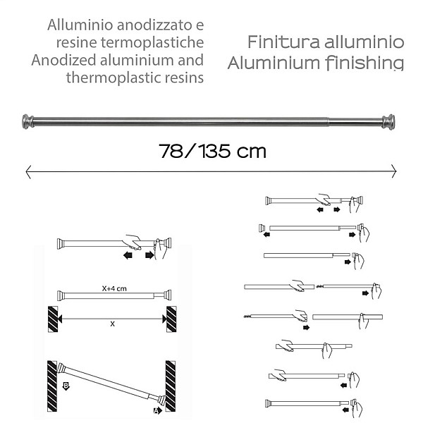 BATHROOM CORNICE TEST7011310 CHROMED