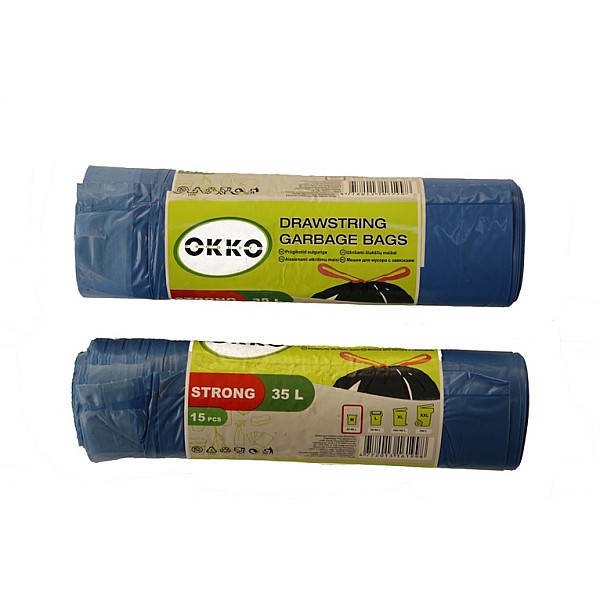 GARBAGE BAGS OKKO STR BLUE DS 35L 15PCS