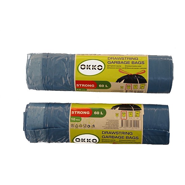 GARBAGE BAGS OKKO STR BLUE DS 60L 10PCS