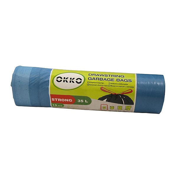 GARBAGE BAGS OKKO STR BLUE DS 35L 15PCS