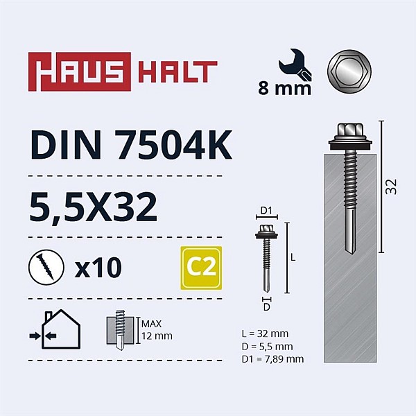 Savisriegiai Haushalt. DIN 7504K. 5.5 x 32 mm. 10 vnt.